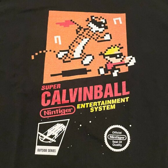 Super CalvinBall Shirt Mens Size Large Short Sleeve T Shirt Calvin Hobbes - Picture 2 of 16